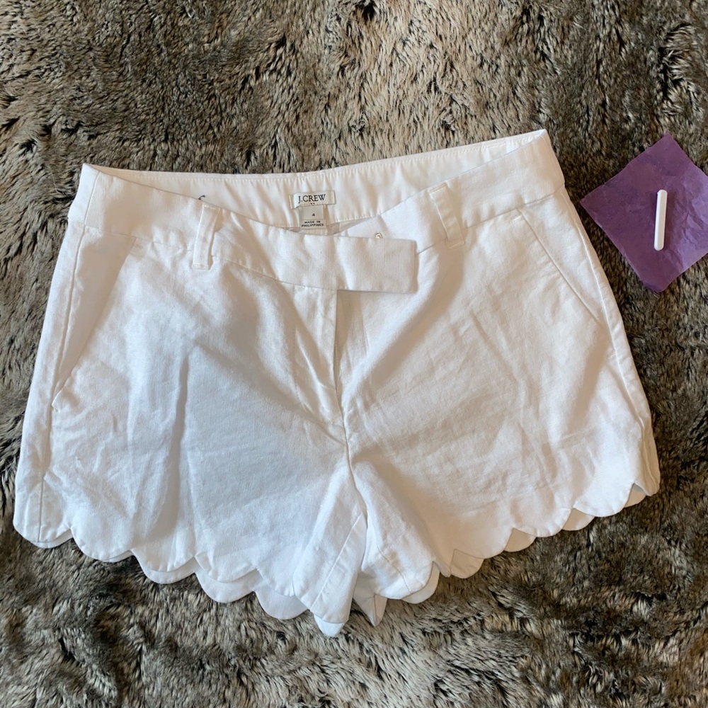 J Crew White Scallop Shorts size 4